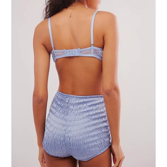 Free People Intimately Ruched Shorties High-Waisted In Light Blue Size Small - Picture 2 of 9